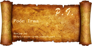 Poór Irma névjegykártya
